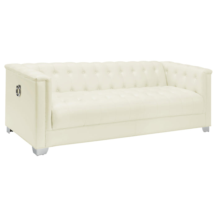 Chaviano Tufted Upholstered Sofa Pearl White image