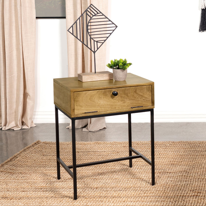 Stephie 1-drawer Rectangular End Table Honey Brown image