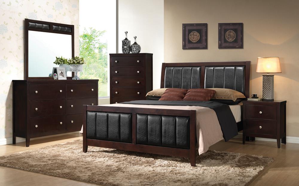 Carlton California King Upholstered Bed Cappuccino and Black