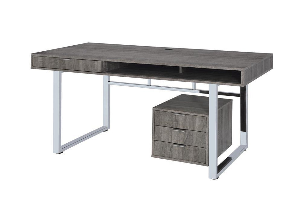 Whitman 4-drawer Writing Desk Weathered Grey