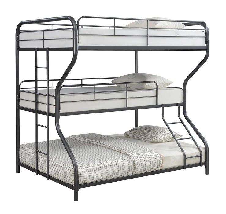 Garner Triple Full Over Twin Over Full Bunk Bed with Ladder Gunmetal