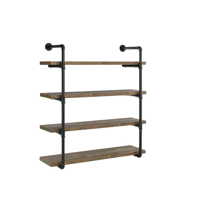 Elmcrest 40-inch Wall Shelf Black and Rustic Oak