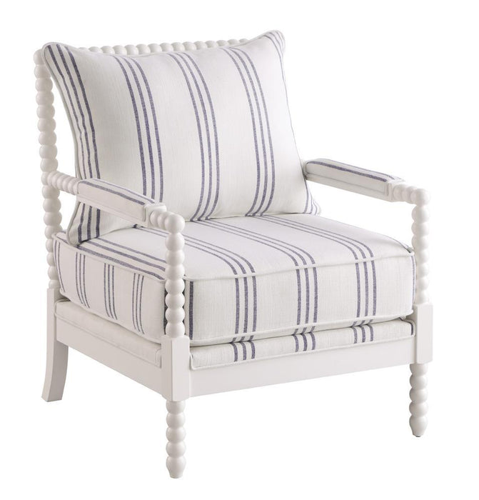 Blanchett Upholstered Accent Chair with Spindle Accent White and Navy