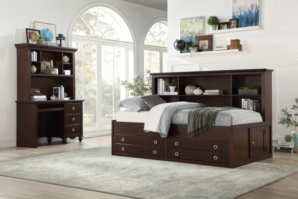 Meghan 3-Drawer Writing Desk in Espresso