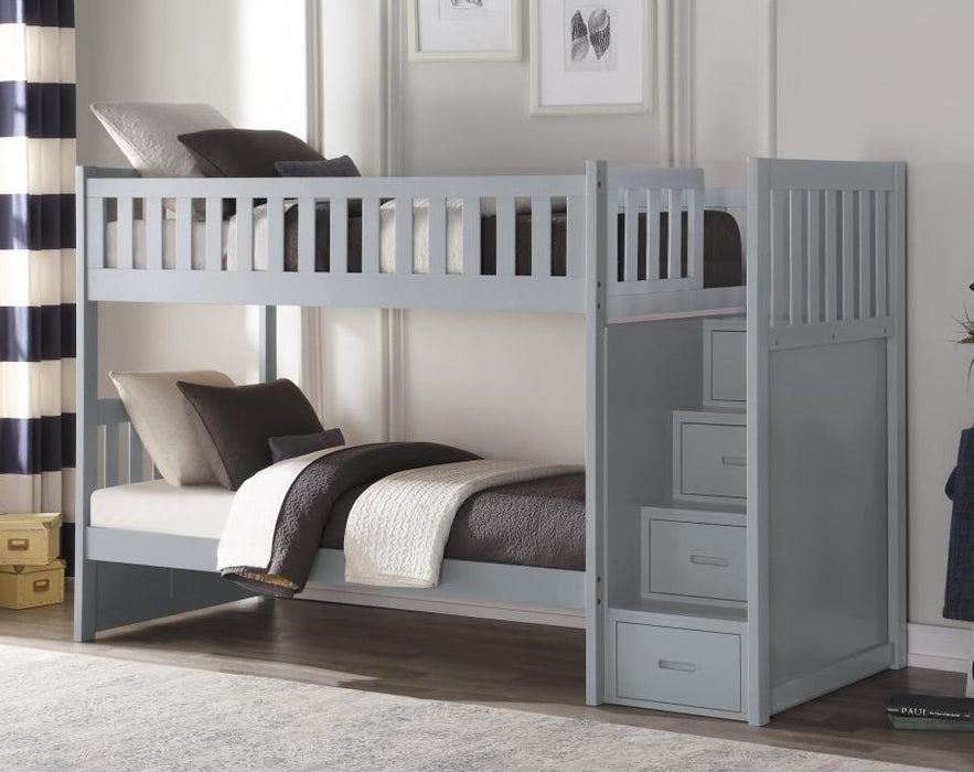 Orion Bunk Bed w/ Reversible Step Storage in Gray B2063SB-1