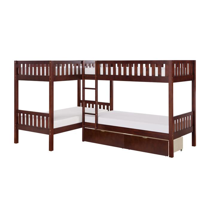 B2013CNDC-1T - (4) Corner Bunk Bed with Storage Boxes image