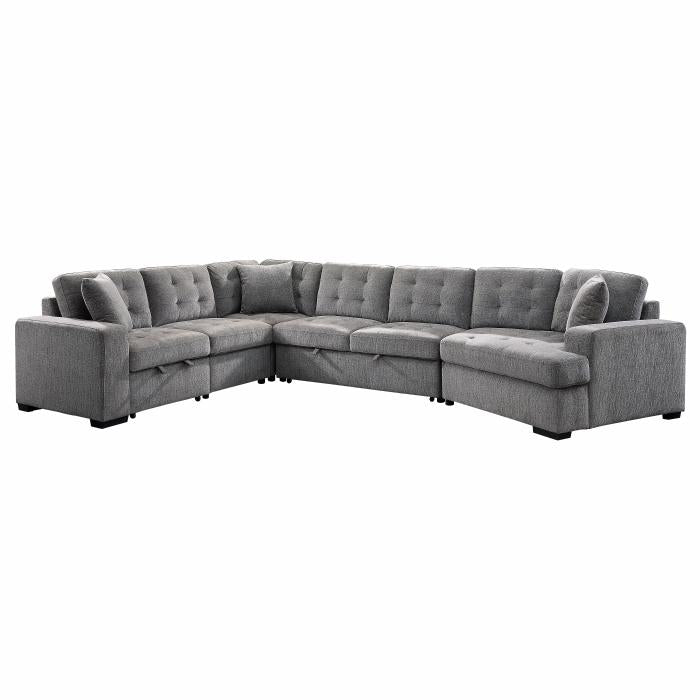 9401GRY42LRU - (4)4-Piece Sectional with Pull-out Bed and Pull-out Ottoman image