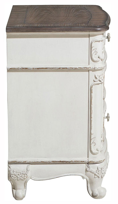 Cinderella Night Stand in Antique White with Grey Rub-Through 1386NW-4