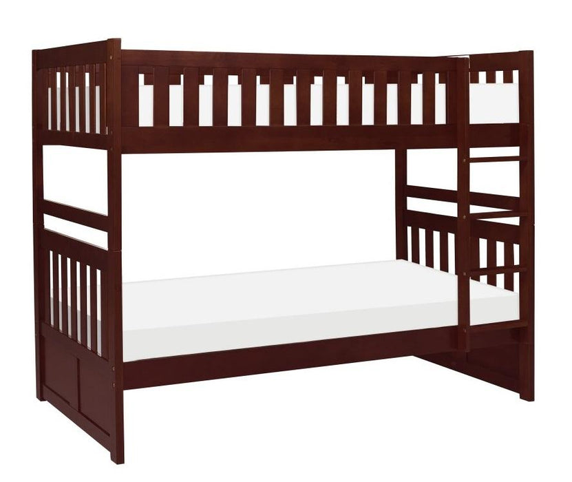 Rowe Twin/Twin Bunk Bed in Dark Cherry B2013DC-1